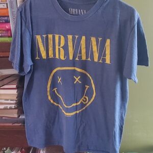 NIRVANA Tee in Blue with Yellow Smiley